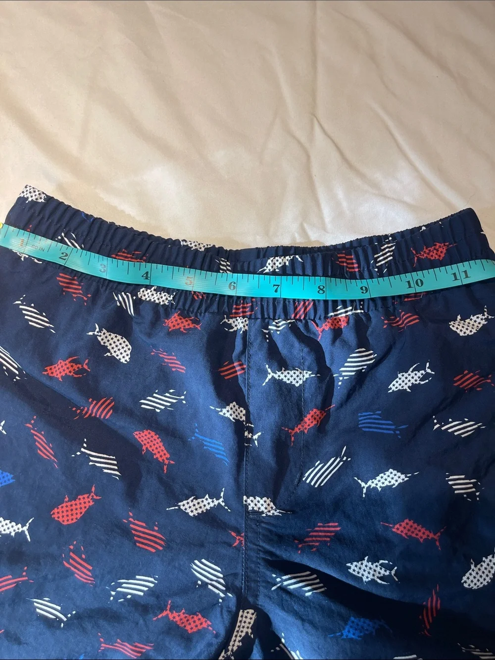 Columbia Kids Navy Fish-Print Swim Trunks